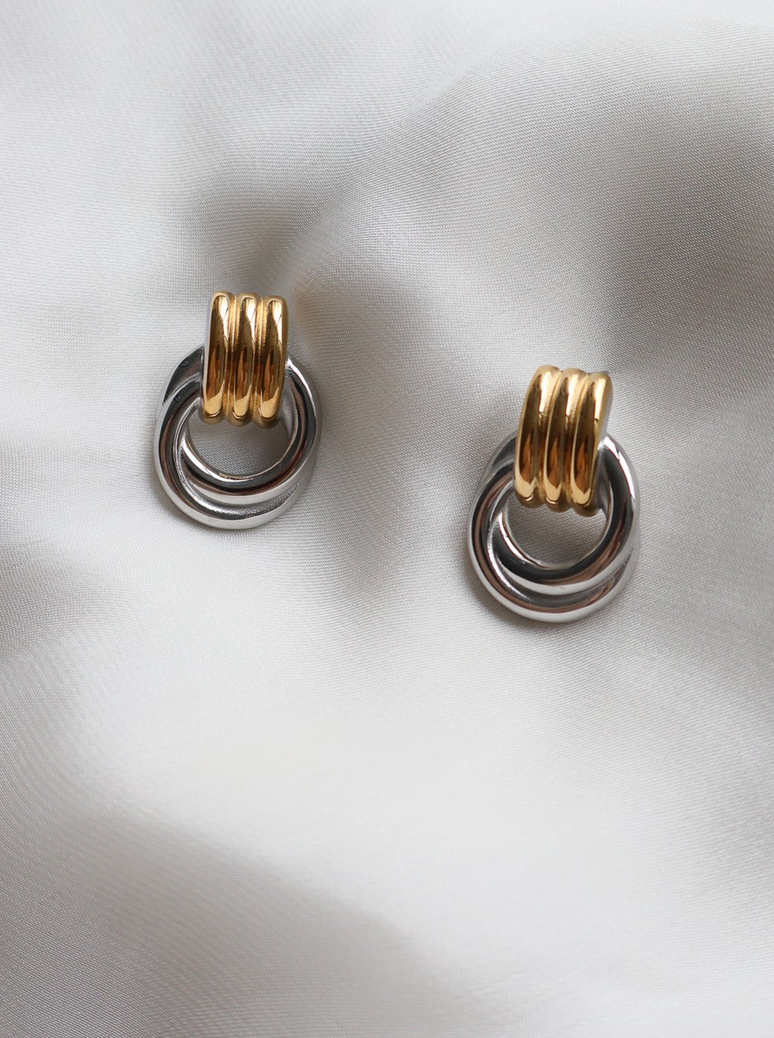 Tyla Knot Earrings Two tone - Main Image