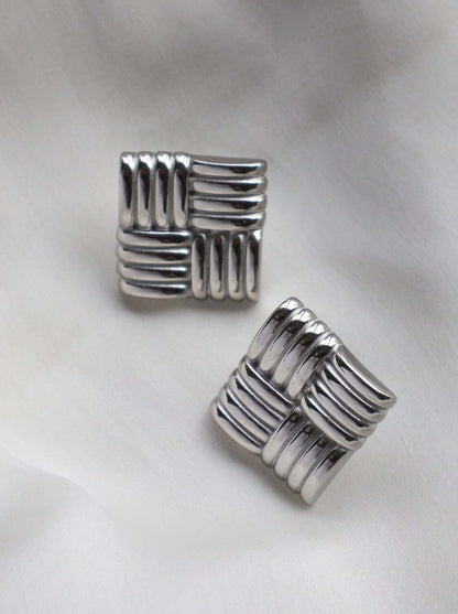 Harper Square Studs | Silver