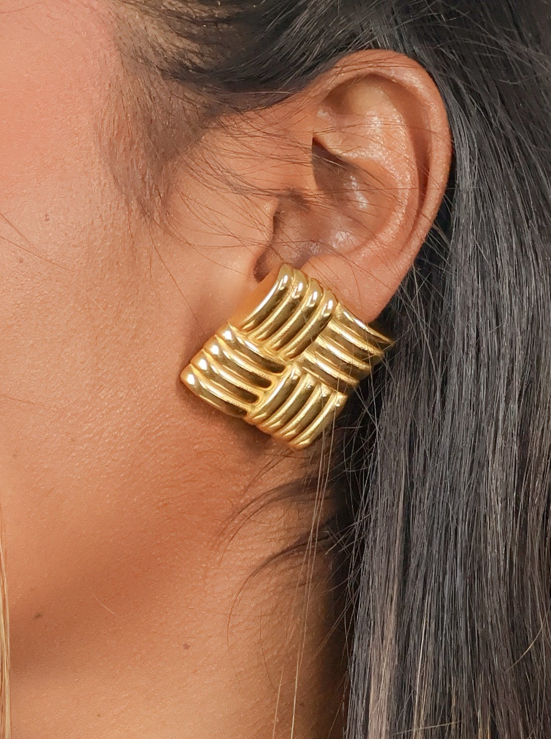 Harper Square Studs | Gold