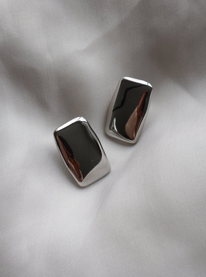 Eva Rectangle Earrings | Silver