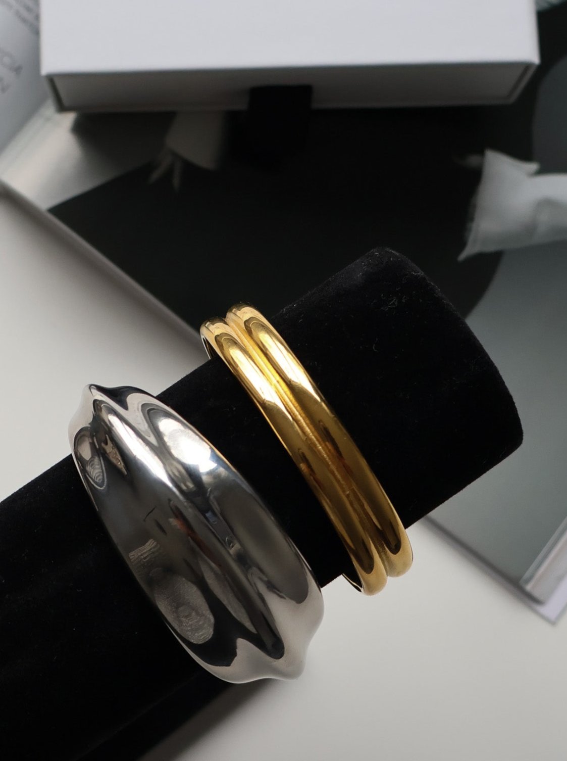 Two Tone Earrings & Bangle Set