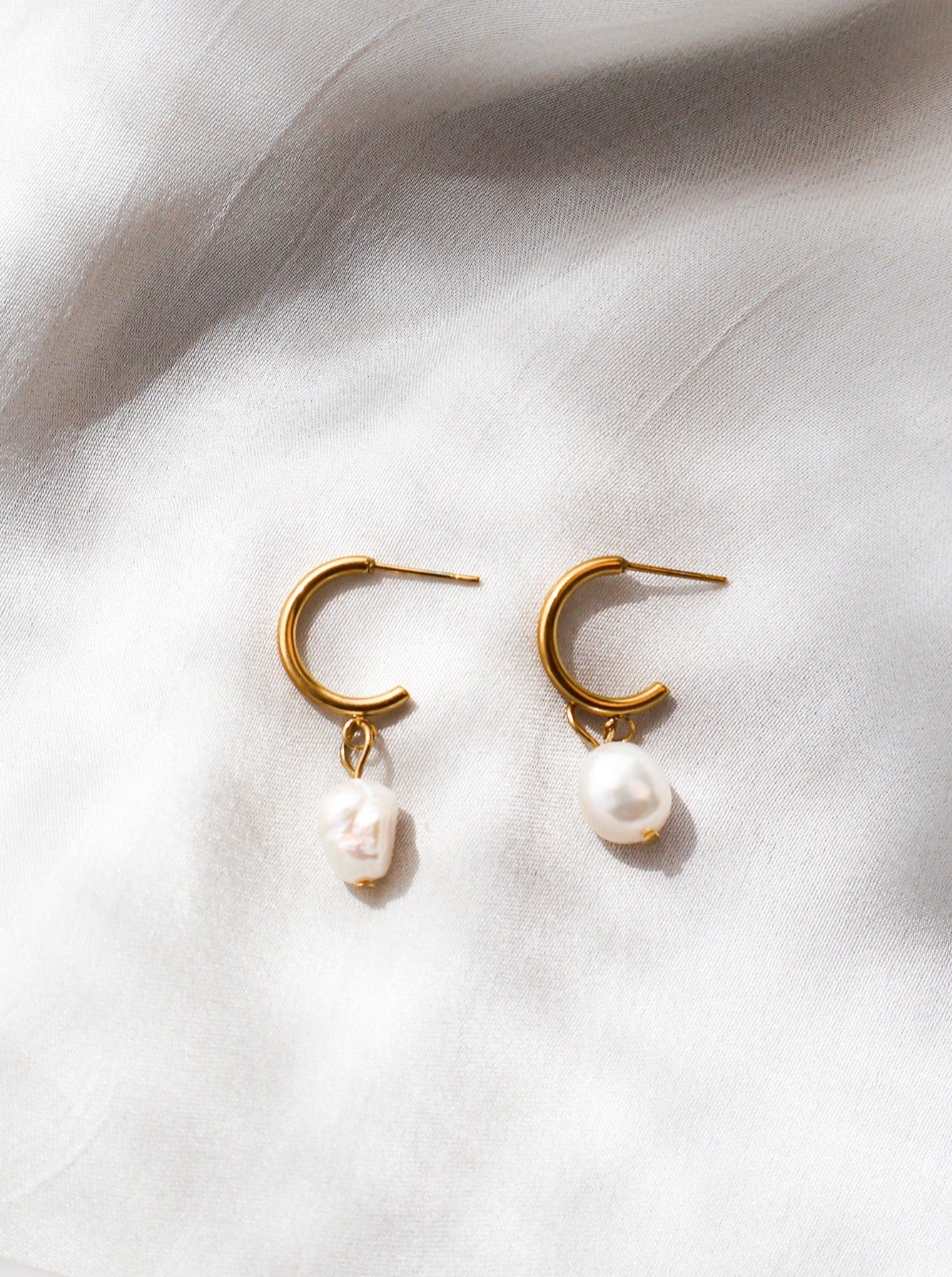 Tia Pearl Drop C hoops